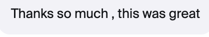 Message from a masterclass attendee: Thanks so much, this was great